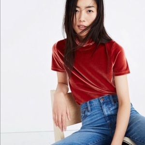 Madewell Velvet High-neck Top - Rust; Small